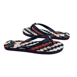Kate Spade Blue Red Polka Dot Flip Flops Size 8 Women’s
